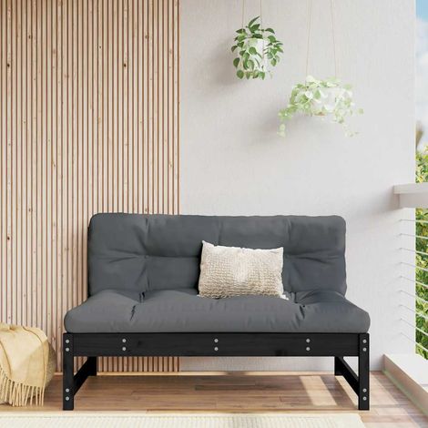 Canapé central-Sofa 120x80 cm noir bois de pin massif 226588 (1/5)