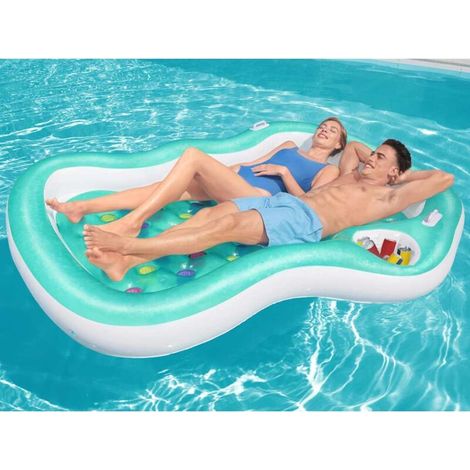 Salon de piscine double designer 224x174 cm – Vinyle 0,29 mm – 2 places – Construction de poutre hélicoïdale – Charge max 180 kg (1/5)