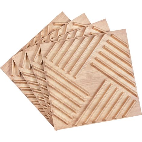Panneaux Muraux 3D, Lot de 12, 50x50 cm, PVC Moderne Art Minimaliste, Touche Bois Clair, Décoration Intérieure pour Salon, Chambre et Plafond, Couverture 3 m² (1/5)