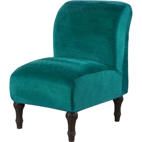 Stretchable and removable armless chair covers - Protective furniture covers - Washable stretch chair covers for home and hotel use (green, velvet) (1/5)