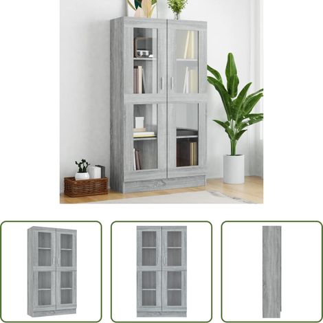 Holzwerkstoff - Vitrinenschrank Grau Sonoma 82,5x30,5x150 cm Holzwerkstoff (1/5)