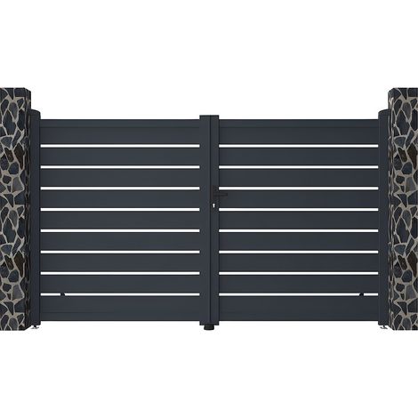 Cancello a battente traforato L300 x H176 cm in Alluminio Antracite - PRIMO (1/4)