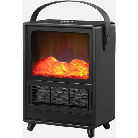 Termoventilador Ceramico Arkansas 1500w Negro 2pot Efecto Llama Antivuelco Protecc.30,5x22,5x12cm