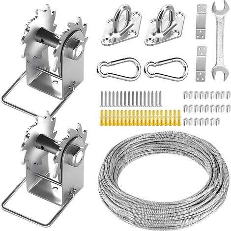 Le kit de matériel de Voile d'ombrage Comprend des treuils et Un câble métallique, kit de matériel en Acier Inoxydable antirouille pour Installation de Voile d'ombrage rectangulaire carrée (1/5)