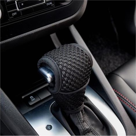 Copri pomello del cambio per auto, copri pomello del cambio traspirante, copri leva del cambio automatico antiscivolo e antigraffio, accessori universali per auto (nero, normale) (1/5)
