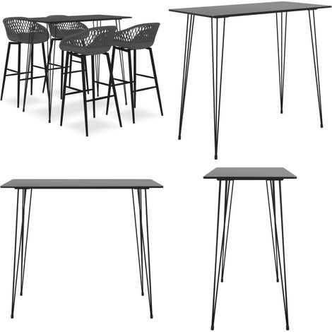 Ensemble de bar 5 pcs Noir et gris - Ensemble De Bar - Meuble De Salle À Manger - Table De Bar - Tabouret De Bar - Mobilier Moderne - Home & Living