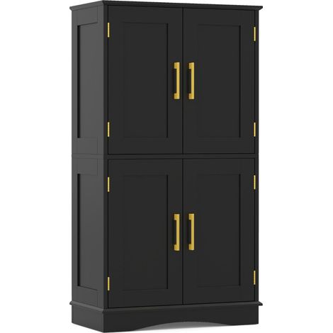 Mueble de almacenamiento multiusos 60 x 30 x 110 cm 4 puertas y estantes ajustables estilo moderno en MDF negro 200012715