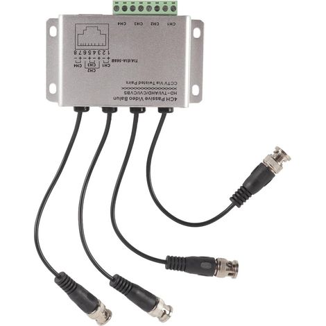 Émetteur passif à paire torsadée à 4 canaux avec câble, balun vidéo passif HD 720p/1080p, pour système de caméra de surveillance Full HD CCTV (1/5)