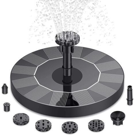 Fontaine solaire flottante pour jardin avec 6 buses - Jet jusqu'à 40 cm - Autonome et écologique (1/5)