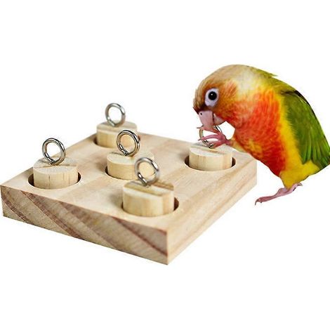 Perroquet - Plateforme en bois pour l'entraînement et la gestion de l'intelligence - Jouet à mâcher - Bloc de construction - Cadeau éducatif pour oiseaux de compagnie (1/2)