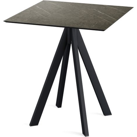 Infinity table de bistrot avec piètement noir + plateau HPL Midnight Marble 70x70 cm - Feros (1/3)