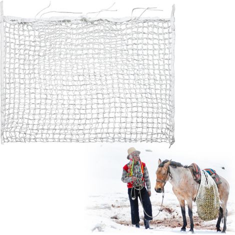 SWANEW Rete Fieno per Cavalli Sacche per Fieno per Cavalli. Rete Fieno con Piccoli Fori. Sacco in Rete Tessuta Borse 160 x 100 cm maglie 3x3cm Bianco (1/5)