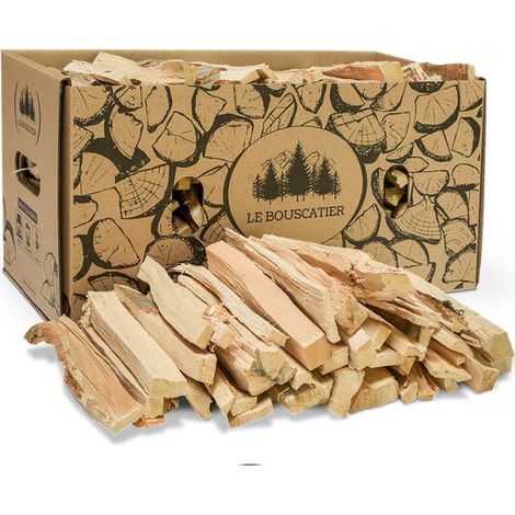 Bois d'allumage feuillus 20L – Chêne et hêtre ultra sec pour cheminée, poêle, barbecue – Allumage rapide et efficace