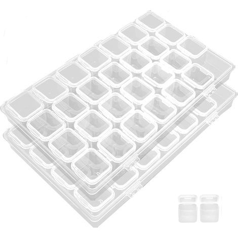 56 Grilles Boîte Rangement Perle Diamants, Compartiment en Plastique, Transparent Conteneur de Bijoux, Boîte Organisateur (1/5)