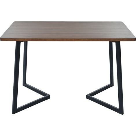 Ensemble salle à manger 5 pièces, table à manger moderne avec 4 chaises, table de cuisine en bois effet grainé, piètement métal noir, plateau MDF noyer, chaises velours gris foncé (1/5)