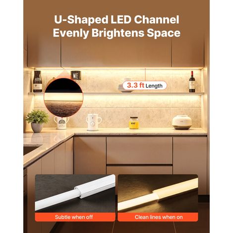 Profilé Aluminium LED en U 1 m Lot de 20 Canal LED pour Éclairage sous Meuble Ruban Lumineux Cuisine, avec Diffuseur en PC Blanc Laiteux, Embouts et Clips de Fixation, Aluminium Anodisé Argent (1/5)