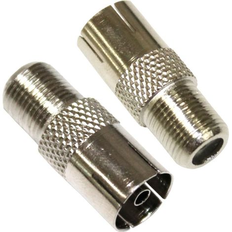 2 adaptateur convertisseur fiche F coaxial antenne