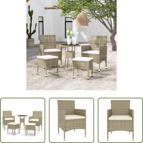 vidaXL Meubles de terrasse - Salon de jardin 5 pcs Résine tressée Beige (1/5)