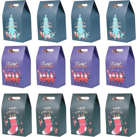 12 boîtes cadeaux créatives pour Noël - Boîtes à bonbons, biscuits et pommes pour la veille de Noël-15.5X10X6CM