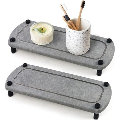 2 Pack Evier Caddy, Salle de Bains Instant Dry Evier Organisateur, Terre diatomée bac à évier en Pierre à séchage Rapide, Organisateur de l'évier de Cuisine Porte-éponge de Savon (1/5)