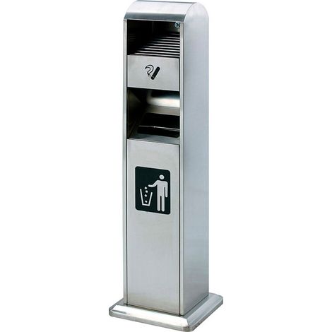 Posacenere a Colonna con Cestino 34,5x119,5x31 cm in Acciaio 14L per Interno Esterno (1/5)