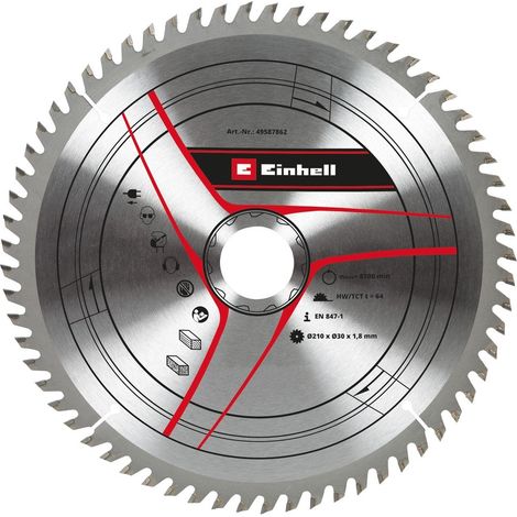 Lame de scie circulaire 210mm – Alésage 30mm – Épaisseur 1,8mm – 64 dents pour coupe précise bois dur – KWB (1/3)