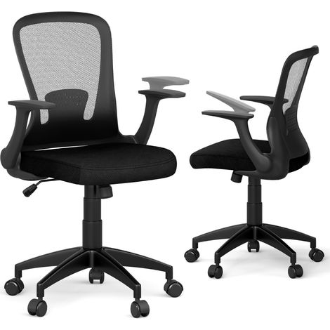 Sedia girevole per scrivania regolabile in altezza e schienale regolabile, Sedia da ufficio ergonomica in rete per ufficio a casa Nero (1/3)