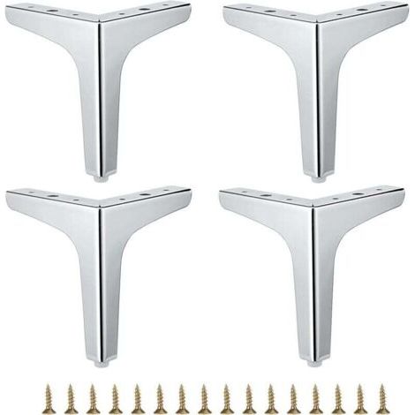 BUNTHAUS PA Lot De 4 Pieds Meuble Métal Moderne Pour Canapé Chaise Table Armoire Commode Lit Angle Robuste Argent 15 2 Cm (1/4)