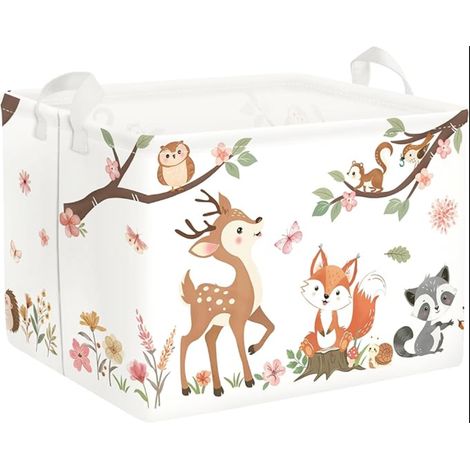 Panier Rangement Bébé Jouets Corbeille Linge Animaux Forêt Boite Rangement Jouets Panier Linge Pliable Cube Rangement Tissu Panier Jouet Enfant Bac Linge Sale Impermeable (1/5)
