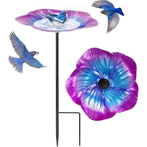 Abreuvoir pour abeilles violet – Bain d'oiseaux et bol à papillons – Piquet métallique – Décoration de jardin (1/5)