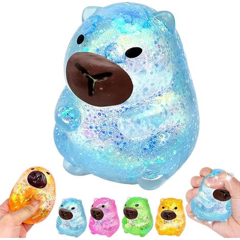 jouet anti-stress capybara pailleté, balle anti-stress souple en TPR et maltose, jouet fidget mignon en forme de capybara pour soulager l'anxiété, balle anti-stress pour adultes (1/5)