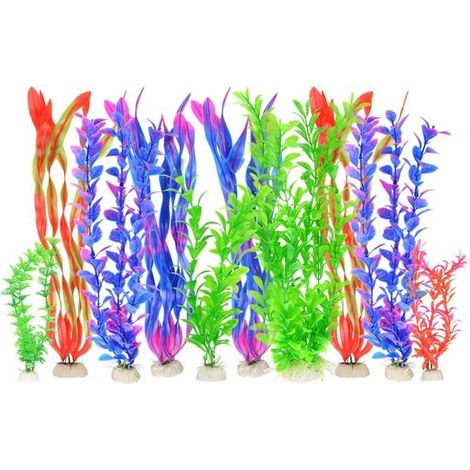 10 künstliche Wasserpflanzen aus Kunststoff für Aquarien, Dekoration für Aquarien (1/2)