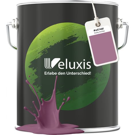 Pittura murale viola rosa opaca per interni – Copertura classe 1, senza COV, senza primer, a bassa gocciolatura – Soggiorno e camera da letto – 5 L – Veluxis (Dusty Orchid)