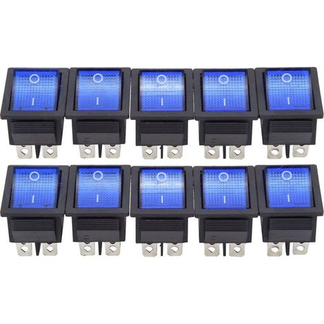 Switch to toggle in plastic blue, 6 pin, with light, for devices household, Machine-tool, 10 pieces, KCD4 (1/5)