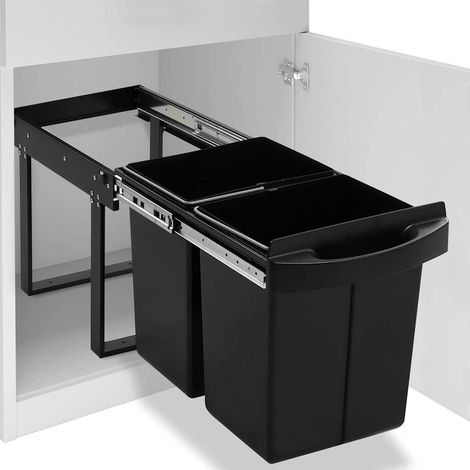 Poubelle amovible de cuisine-Bac à ordures de cuisine Fermeture en douceur 48 L 228337 (1/5)