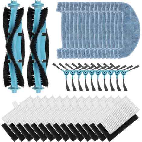 Pièces de rechange pour aspirateur robot Ultenic D10 : rouleau principal, brosse latérale, filtre HEPA, lingette de nettoyage et accessoires. (1/5)