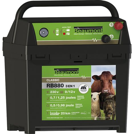 Beaumont – Poste mixte 3 en 1 – Alimentation 9V/12V/230V – Énergie délivrée 0,98J/12V – Distance jusqu'à 20 km – Indicateur de batterie