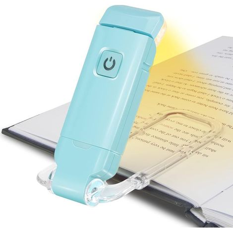 Lampe de Lecture USB Liseuses LED Rechargeable avec Lampe de lecture pour lire au lit Pince 3 Niveaux Luminosité Réglable Pliable mini clip lampe Bleu (1/5)
