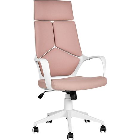 Office Chair Peach Pink Fabric Swivel Desk Computer Adjustable Seat Reclining Backrest Injection Moulded Foam Minimalist DELIGHT
