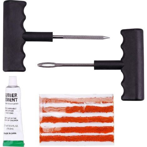 Kit de réparation de pneu sans chambre à air 8 pièces - Pneu sans chambre à air de route - Réparation de pneu extérieur en cas de crevaison - Voiture - Moto (1/4)