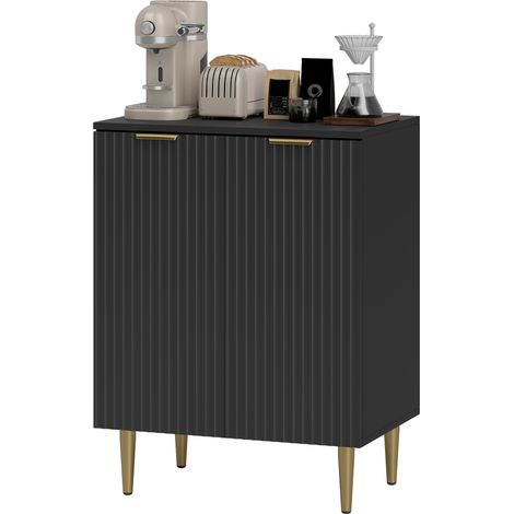 HOMCOM Credenza Moderna con 2 Ante e Ripiano Regolabile, per Cucina, Nero (1/5)