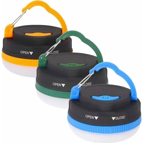 ®Rising FF Lot de 3 lanternes de camping étanches à LED avec base magnétique, éclairage d'extérieur alimenté par batterie (1/3)