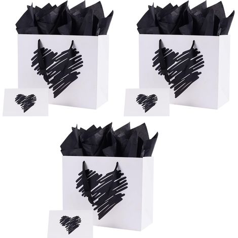 lot de 3 Sac cadeau blanc en forme de cœur - se porte à la main - idéal pour offrir -302413cm (1/5)