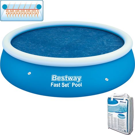 Bestway – Piscine solaire couverte 210 cm – Fast Set 58060 – Bâche résistante – Installation rapide – Idéale pour l'été
