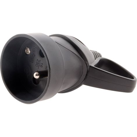 Zenitech – Fiche femelle 16A 2P+T – Câble HO5VV-F 3G1.5mm² – 3680W max sous 230V – Connexion sécurisée avec anneau