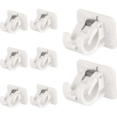 Set di 8 staffe per asta per tende senza foratura, supporti autoadesivi per asta per tende, staffe con gancio per tende, staffe di fissaggio per asta per tende con anello a molla per casa, bagno, hote (1/4)