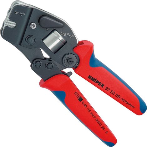 KNIPEX 97 53 09 Pinza per terminali a bussola, con regolazione automatica per crimpaggio frontale con manici multicomponente brunita 190 mm