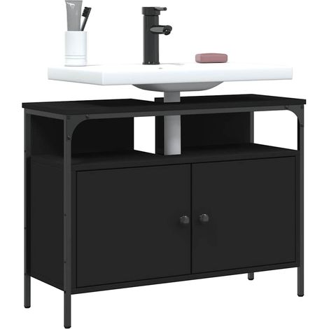 vidaXL Bathroom Sink Cabinet Black 80x30x60 cm Engineered Wood