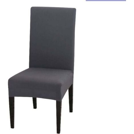 Lot de 2 housses de chaise extensibles (gris foncé) : universelles pour salle à manger, amovibles et lavables, adaptées à mariages/restaurants/décorations de maison/hôtel (1/3)