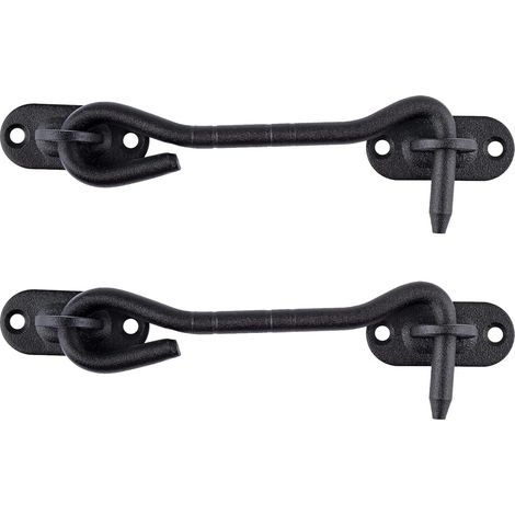 Crochet de Cabine en Acier Inoxydable 150 mm Loquet de Porte Serrures de Portes pour Portes de Grange Coulissante Armoire Fenêtre Abri Jardin Clôture Noir Paquet de 2 Pièces